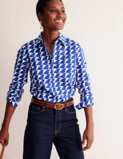 Tops & Blouses | Shirts-Boden Sienna Cotton Shirt-Sapphire Blue, Birdie SapphireBlue,Birdie