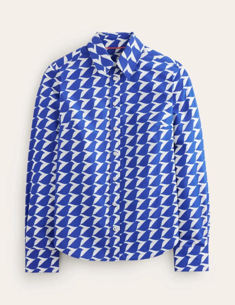 Tops & Blouses | Shirts-Boden Sienna Cotton Shirt-Sapphire Blue, Birdie SapphireBlue,Birdie