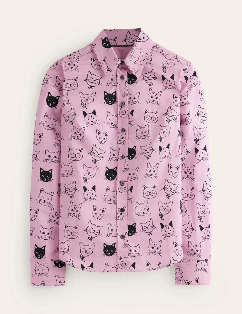 Tops & Blouses | Shirts-Boden Sienna Cotton Shirt-Soft Lavender, Cats SoftLavender,Cats