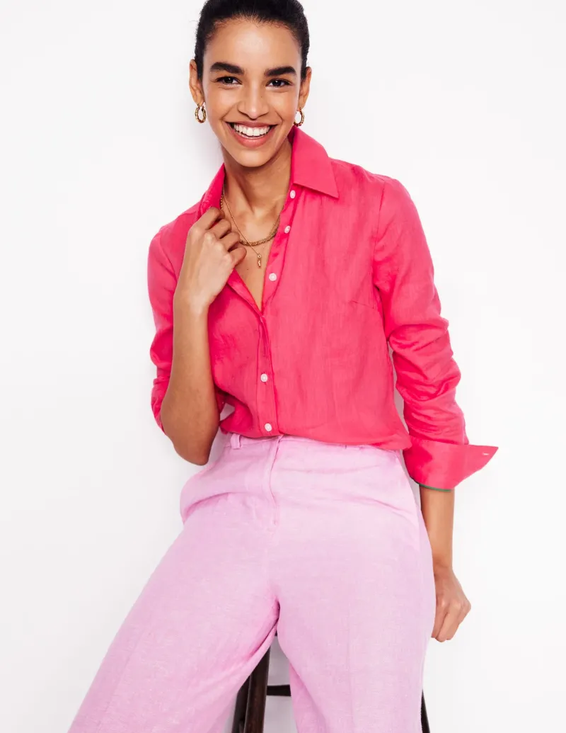 Shirts | Tops & Blouses-Boden Sienna Linen Shirt-Camelia Pink CameliaPink