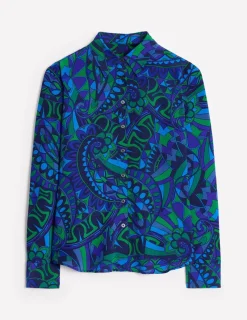 Tops & Blouses | Shirts-Boden Sienna Silk Shirt-Blue, Kaleidoscopic Paisley Blue,KaleidoscopicPaisley