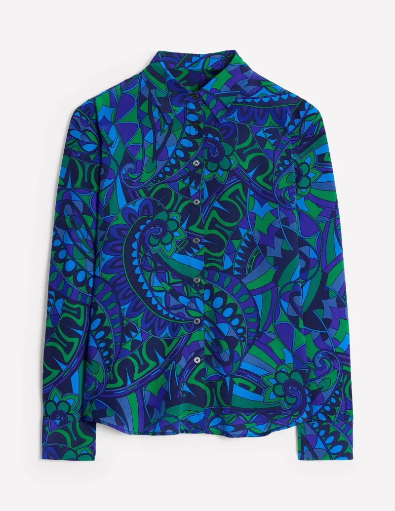 Tops & Blouses | Shirts-Boden Sienna Silk Shirt-Blue, Kaleidoscopic Paisley Blue,KaleidoscopicPaisley