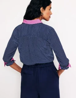 Tops & Blouses | Shirts-Boden Sienna Silk Shirt-French Navy, Spots FrenchNavy,Spots