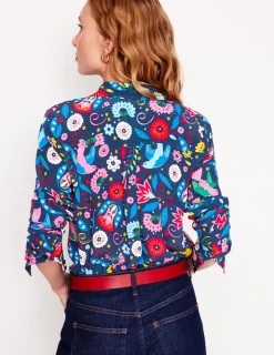 Tops & Blouses | Shirts-Boden Sienna Silk Shirt-French Navy, Decorative Garden FrenchNavy,DecorativeGarden