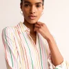 Shirts | Tops & Blouses-Boden Sienna Silk Shirt-Ivory, Multi Stripe Ivory,MultiStripe