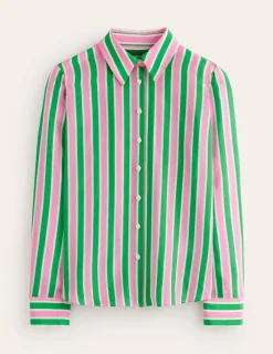 Tops & Blouses | Shirts-Boden Sienna Silk Shirt-Mauve and Green Stripe MauveandGreenStripe