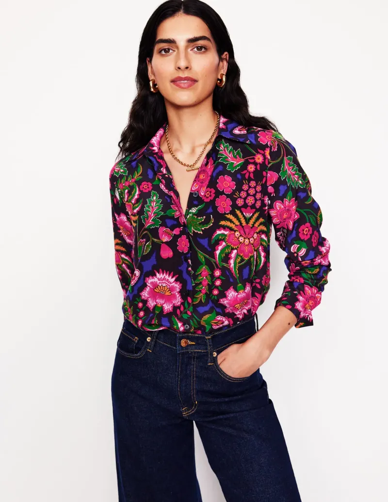 Tops & Blouses | Shirts-Boden Sienna Silk Shirt-Multi, Blossom Flourish Multi,BlossomFlourish