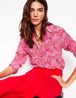 Shirts | Tops & Blouses-Boden Sienna Silk Shirt-Soft Lavender, Bow Scatter SoftLavender,BowScatter