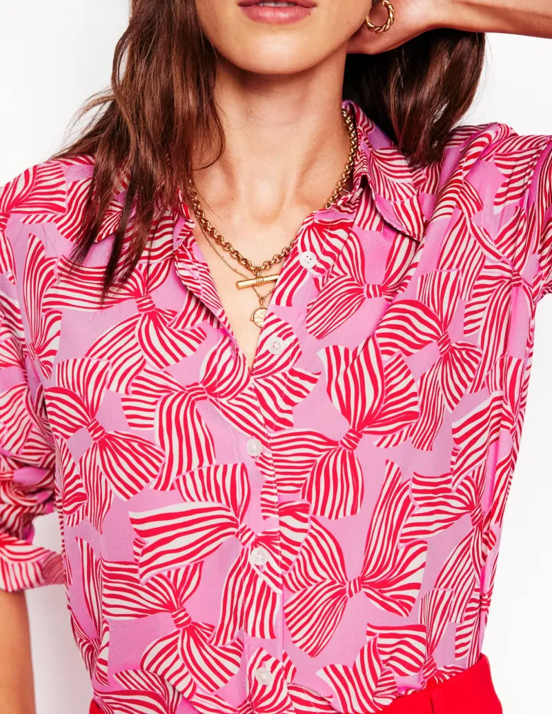 Shirts | Tops & Blouses-Boden Sienna Silk Shirt-Soft Lavender, Bow Scatter SoftLavender,BowScatter