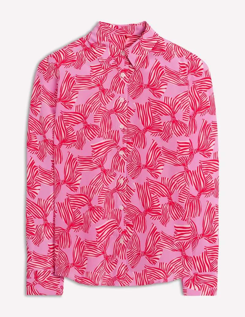 Shirts | Tops & Blouses-Boden Sienna Silk Shirt-Soft Lavender, Bow Scatter SoftLavender,BowScatter