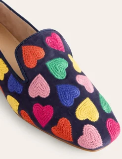 Loafers | Flats-Boden Slipper Cut Loafer-Multi Navy Hearts MultiNavyHearts