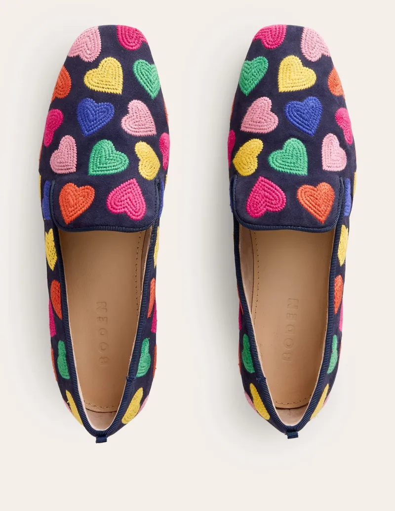 Loafers | Flats-Boden Slipper Cut Loafer-Multi Navy Hearts MultiNavyHearts