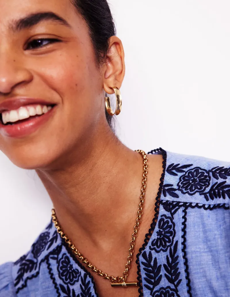 Jewelry-Boden Small Hammered Hoop Earrings- Gold