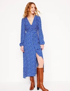 Dresses & Jumpsuits | Midi-Boden Smocked Button Tea Dress-Bright Blue, Abstract Dot BrightBlue,AbstractDot