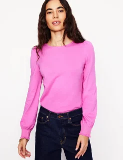 T-Shirts & Tanks | Tops & Blouses-Boden Smocked Cuff Supersoft Top-Tickled Pink TickledPink