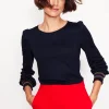 T-Shirts & Tanks | Tops & Blouses-Boden Smocked Cuff Supersoft Top- Navy