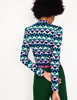 Tops & Blouses | T-Shirts & Tanks-Boden Smocked Neck Printed Top-Rich Emerald, Lucky Clover RichEmerald,LuckyClover