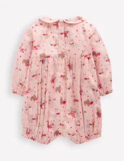 Playsuits & Rompers-Boden Smocked Romper-Pink Love Bunnies