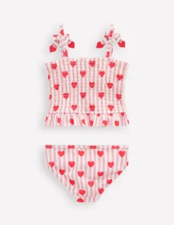 Swimwear & Beachwear-Boden Smocked Tankini Set-Bubblegum Pink Heart Stripe BubblegumPinkHeartStripe