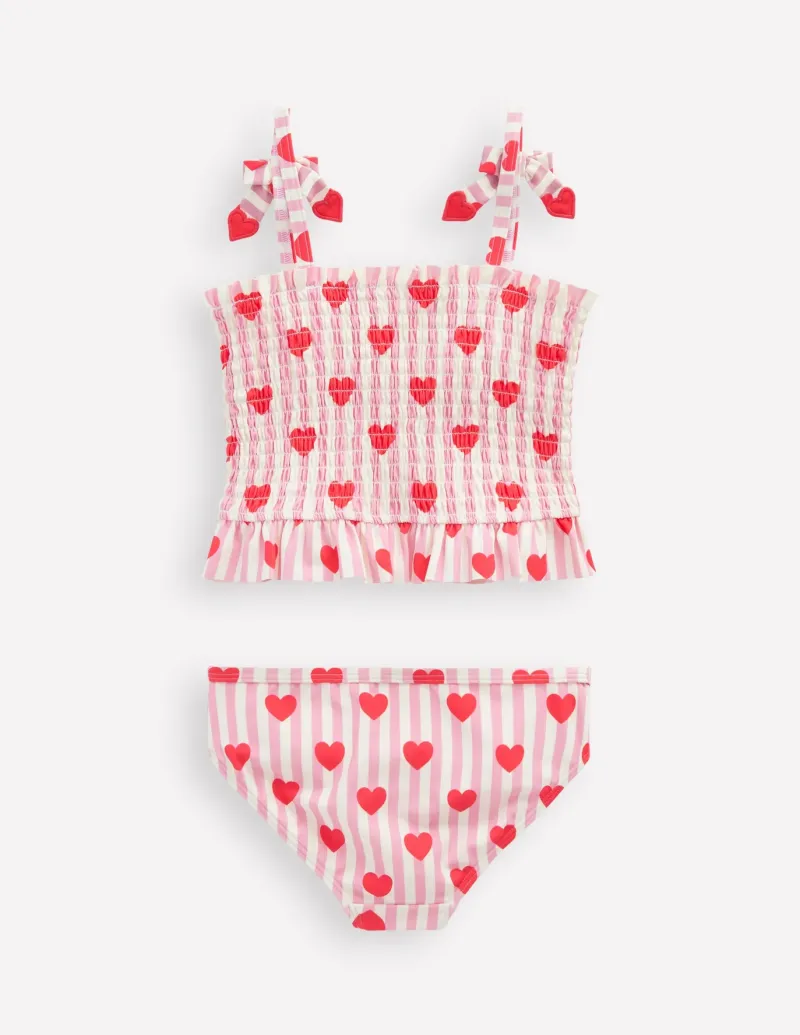 Swimwear & Beachwear-Boden Smocked Tankini Set-Bubblegum Pink Heart Stripe BubblegumPinkHeartStripe