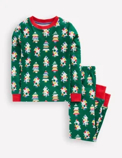 Sleepwear & Pajamas-Boden Snug Glow-In-The-Dark Pajamas-Christmas Trees ChristmasTrees