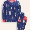 Sleepwear & Pajamas-Boden Snug Glow-In-The-Dark Pajamas-Starboard Blue Rockets StarboardBlueRockets