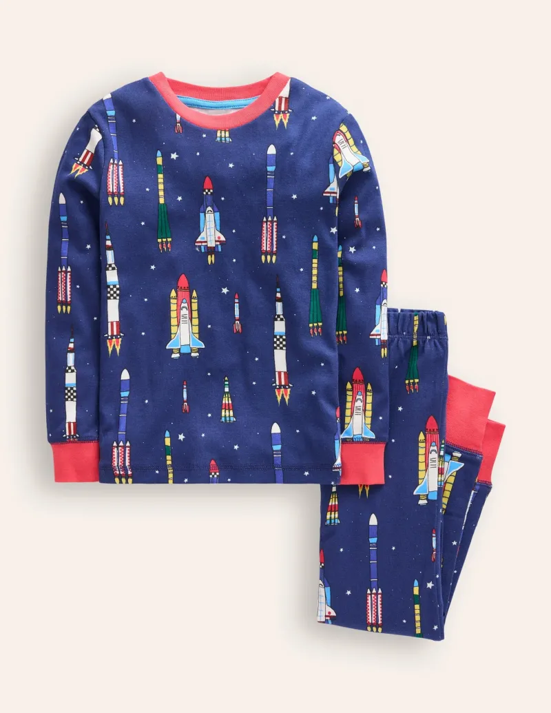 Sleepwear & Pajamas-Boden Snug Glow-In-The-Dark Pajamas-Starboard Blue Rockets StarboardBlueRockets