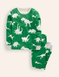 Sleepwear & Pajamas-Boden Snug Glow-In-The-Dark Pajamas-Highland Green Dino HighlandGreenDino