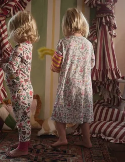 Sleepwear & Pajamas-Boden Snug Henley Pyjamas-Vanilla White Ballet Toile VanillaWhiteBalletToile