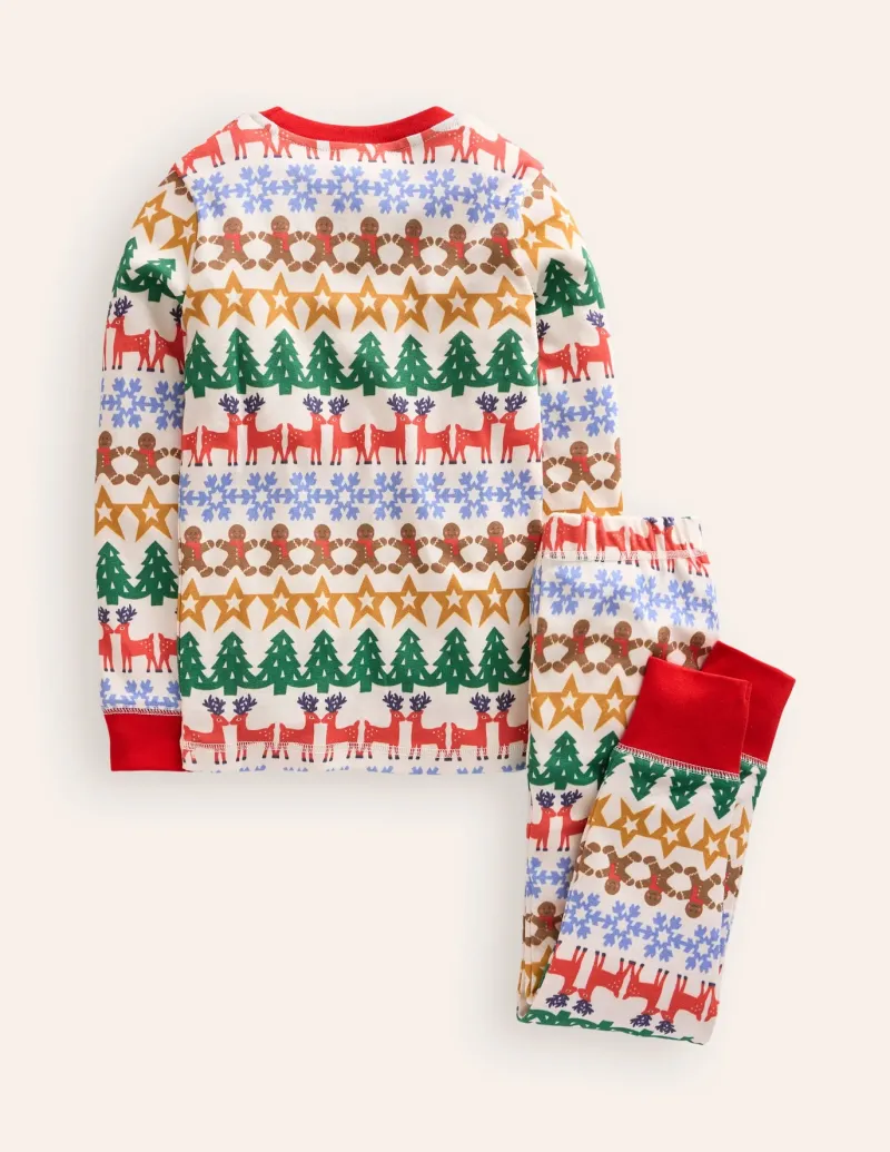 Sleepwear & Pajamas-Boden Snug Long John Pajamas-Gingerbread Fair Isle GingerbreadFairIsle