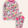 Sleepwear & Pajamas-Boden Snug Long John Pajamas-Ivory Festive IvoryFestive