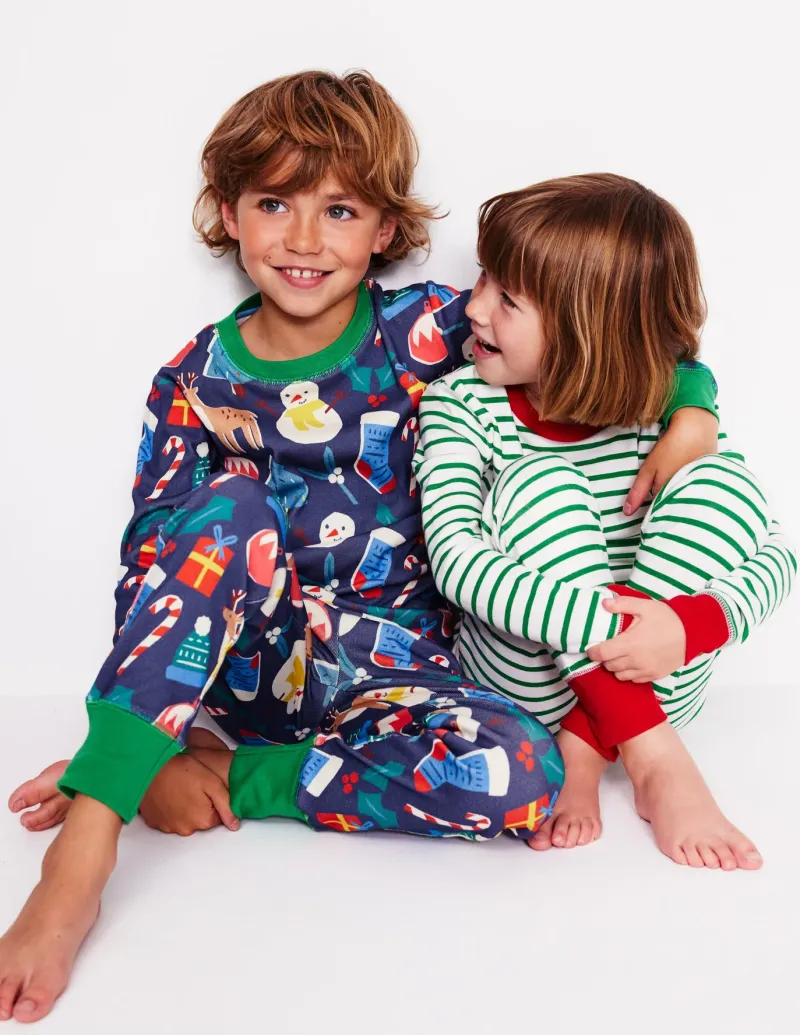 Sleepwear & Pajamas-Boden Snug Twin Pack Pajamas-Christmas Presents and Stripe ChristmasPresentsandStripe