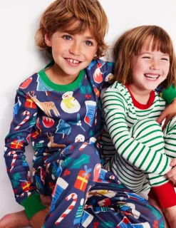 Sleepwear & Pajamas-Boden Snug Twin Pack Pajamas-Christmas Presents and Stripe ChristmasPresentsandStripe