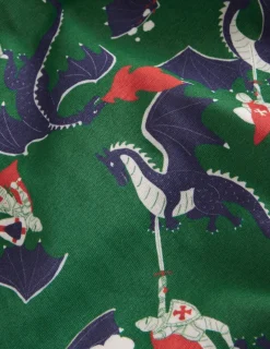 Sleepwear & Pajamas-Boden Snug Twin Pack Pajamas-Green Dragon and Stripe GreenDragonandStripe