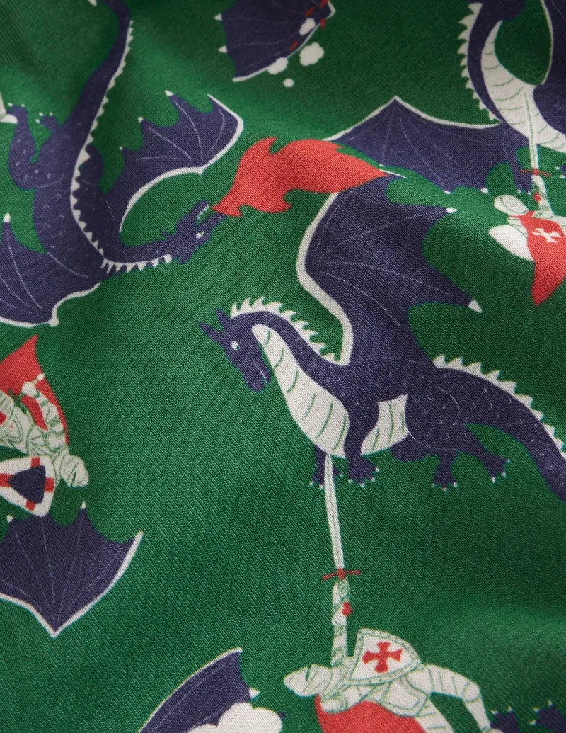 Sleepwear & Pajamas-Boden Snug Twin Pack Pajamas-Green Dragon and Stripe GreenDragonandStripe