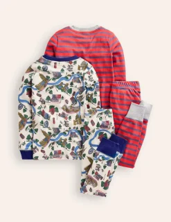 Sleepwear & Pajamas-Boden Snug Twin Pack Pajamas-London Scene and Stripe LondonSceneandStripe