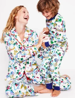 Sleepwear & Pajamas-Boden Snug Twin Pack Pajamas-London Scene and Stripe LondonSceneandStripe