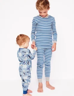 Sleepwear & Pajamas-Boden Snug Twin Pack Pyjamas-Blue Artic Animals and Stripe BlueArticAnimalsandStripe