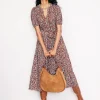 Petite Dresses | Midi-Boden Sofia Trim jersey midi dress-Autumn Brown, Foliage Bud AutumnBrown,FoliageBud