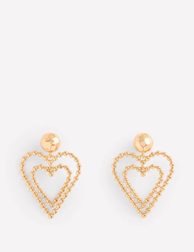 Jewelry-Boden Statement Heart Earrings- Gold