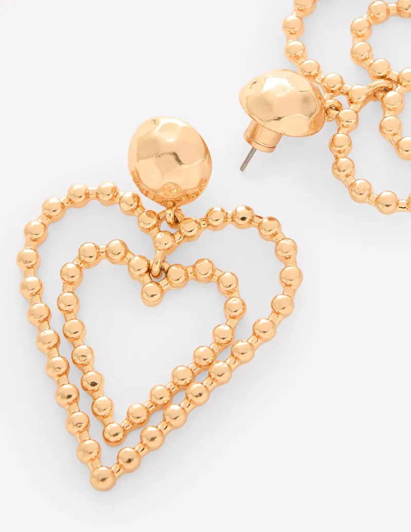 Jewelry-Boden Statement Heart Earrings- Gold