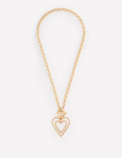 Jewelry-Boden Statement Heart Necklace- Gold
