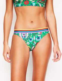 Swimwear-Boden Stripe Trim Bikini Bottoms-Green, Decorative Garden Green,DecorativeGarden