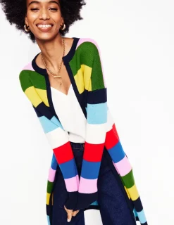 Sweaters & Cardigans-Boden Striped Cotton-Blend Coatigan-Poppy Red, Blue Multi PoppyRed,BlueMulti