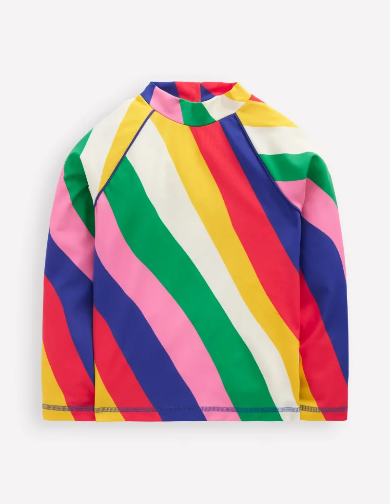 Swimwear & Beachwear-Boden Sunsafe Patterned Rash Vest-Multi Rainbow Swirl MultiRainbowSwirl