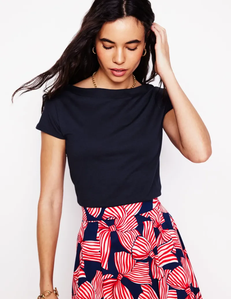 Tops & Blouses | T-Shirts & Tanks-Boden Supersoft Boat Neck T-Shirt- Navy