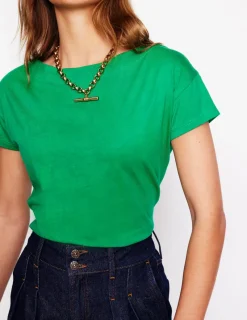 Tops & Blouses | T-Shirts & Tanks-Boden Supersoft Boat Neck T-Shirt-Rich Emerald RichEmerald