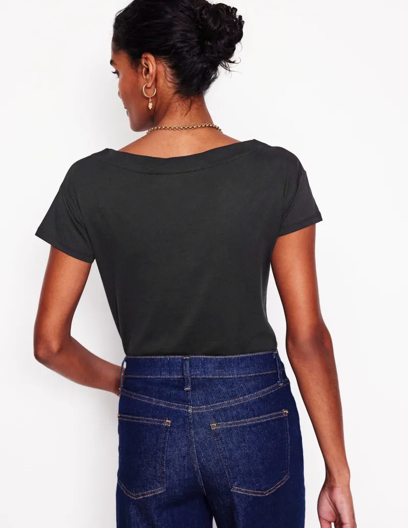 Tops & Blouses | T-Shirts & Tanks-Boden Supersoft Boat Neck T-Shirt- Black