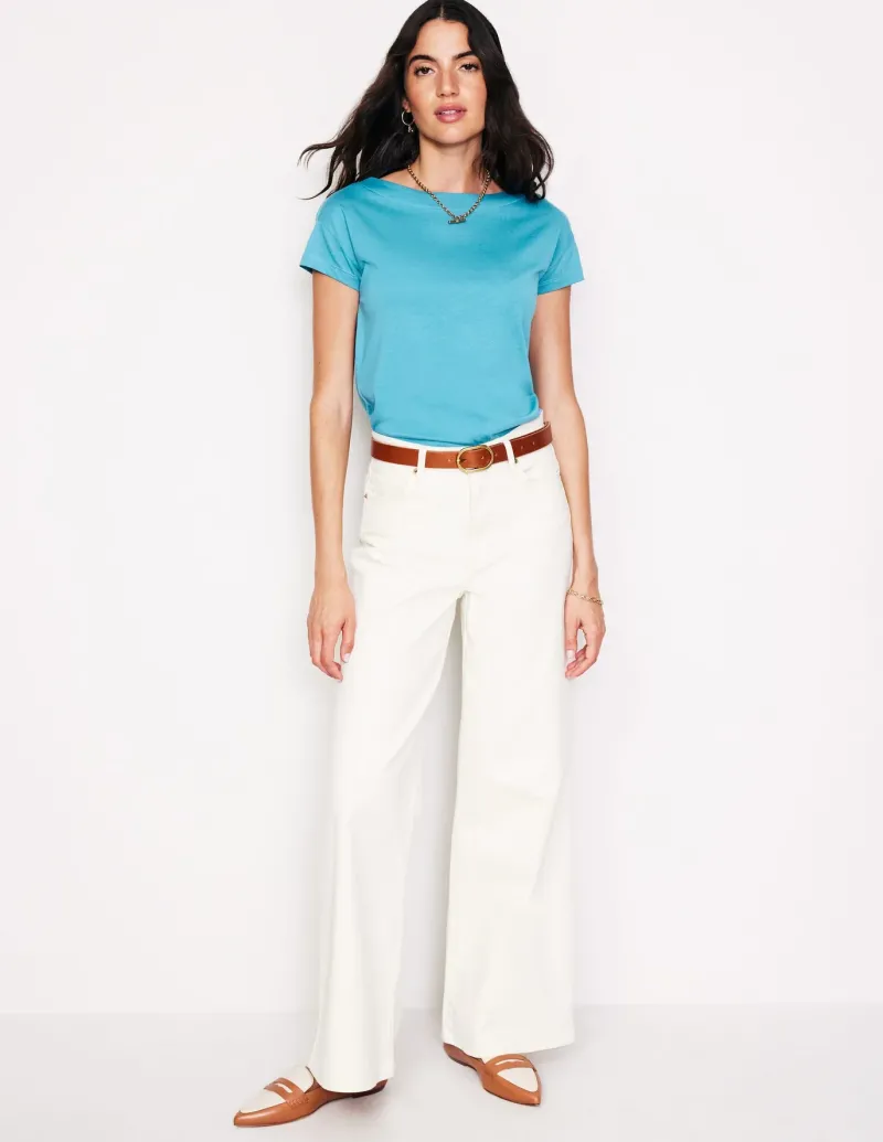 Tops & Blouses | T-Shirts & Tanks-Boden Supersoft Boat Neck T-Shirt-Blue Grass BlueGrass