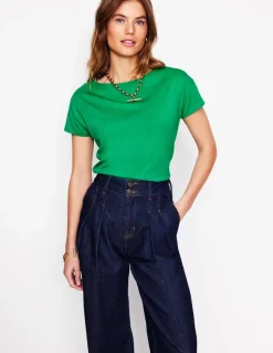 Tops & Blouses | T-Shirts & Tanks-Boden Supersoft Boat Neck T-Shirt-Rich Emerald RichEmerald